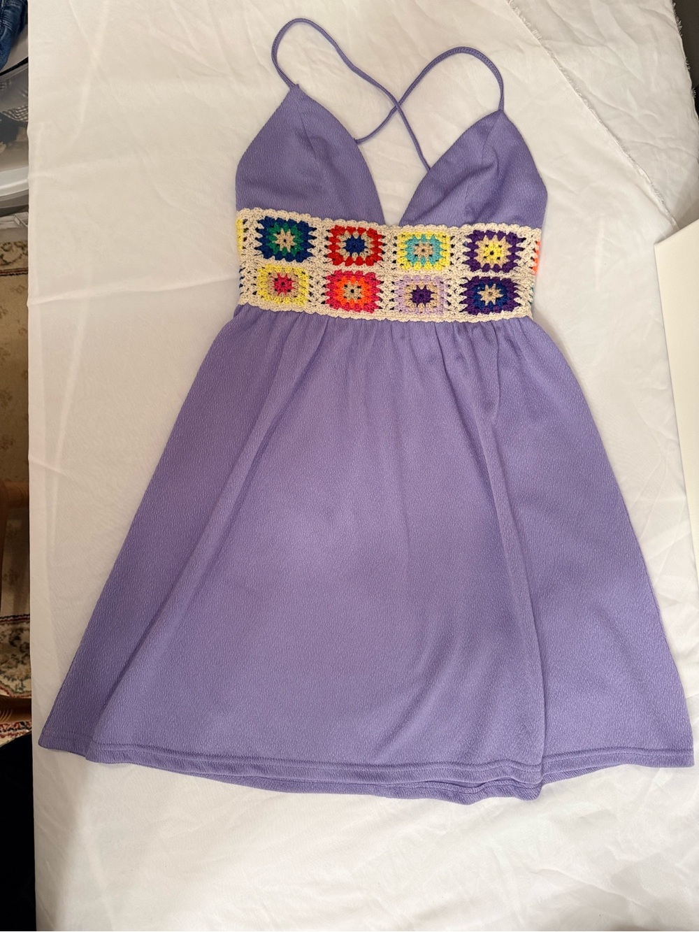 Lavender Crochet-Trim Spaghetti Strap Dress - Picture 4 of 10